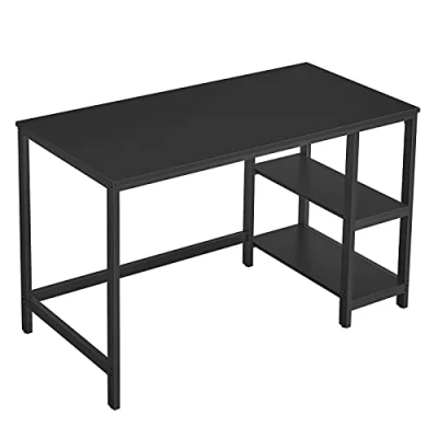 Afbeelding van VASAGLE Bureau, computertafel, pc tafel, bureautafel, met 2 legplanken rechts of links, 120 x 60 75 cm, voor kantoor, woonkamer, stalen frame, industrieel ontwerp, zwart LWD047B16