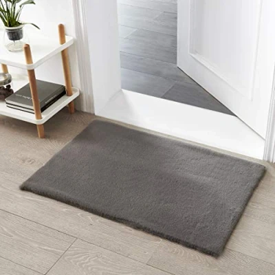 Afbeelding van Teppich Wölkchen Pluizig Tapijt Van Imitatiebont Konijnenbont, Kort Bont, Hoogpolig Bont Voor Woonkamer Of Slaapkamerkleed Donkergrijs 60x90cm