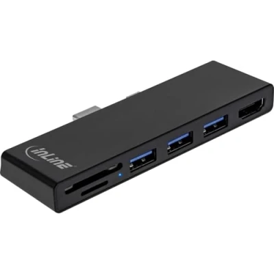 Afbeelding van InLine MultiHub (USB C, 3 Havens), Docking station + USB hub, Zwart