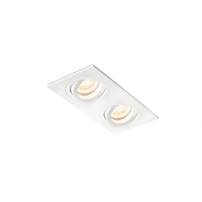 Afbeelding van Faro Lighting Rad 2 Light Dubbele Kantelbare Vierkante Inbouwspot Wit, GU10