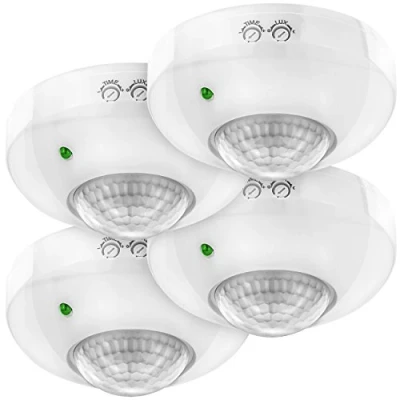 Afbeelding van deleyCON 4x Infrarood Bewegingsmelder Opbouw Plafondmontage Binnenruimtes Lichtregeling 360 Dekkingsbereik 6m Reikwijdte Ingebouwde Lichtsensor Wit