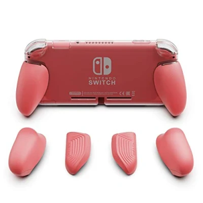 Afbeelding van Skull &amp; Co. GripCase Lite: A Comfortable Protective Case with Replaceable Grips [to fit All Hands Sizes] for Nintendo Switch Lite [No Carrying Case] Coral
