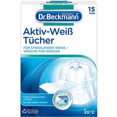 Afbeelding van Dr. Beckmann Stevige, actieve witte doeken, stralend wit bij elke wasbeurt tegen vergrijzing 15 doeken