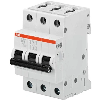 Afbeelding van Abb s203 installatieautomaat 3p d karakteristiek 16a iec en 60898 1 6 ka iec60947 2 10 3 modulen breedte 52 5mm 2cds253001r0161