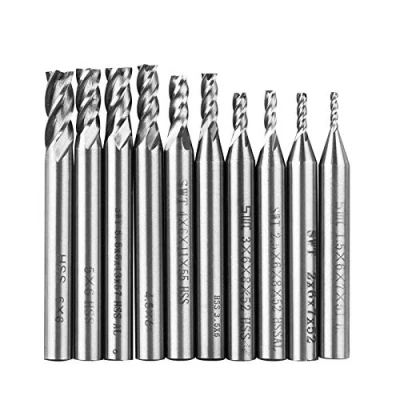Afbeelding van 10 delig HSS schachtfrees, 4 snijder hardmetaal CNC sleuffrees metaalfrees boorset, 1,5 6 mm rechte schacht snelstaal, booropzetstukken gereedschapsset voor hout aluminium staal titanium