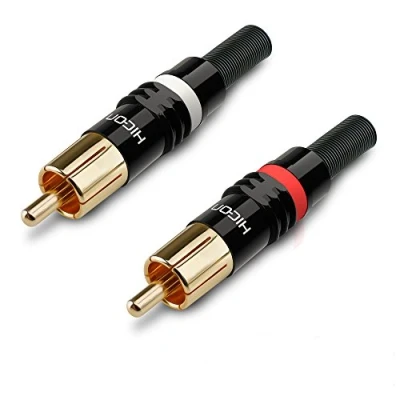 Afbeelding van Hicon HI CM03 NTL RCA stekker, 2 delige set, + RED Phono wit rood door zomer kabel