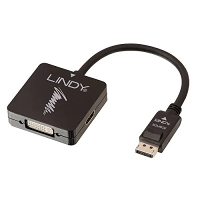 Afbeelding van Lindy 41028 Display port/HDMI VGA/DVI Zwart kabeladapter/verloopstukje