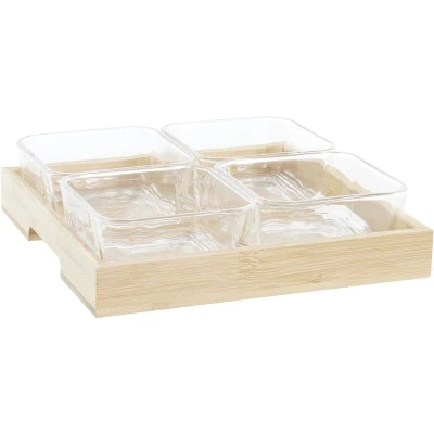 Afbeelding van Snackdienblad DKD Home Decor 21 x 6 cm Kristal Natuurlijk 280 ml