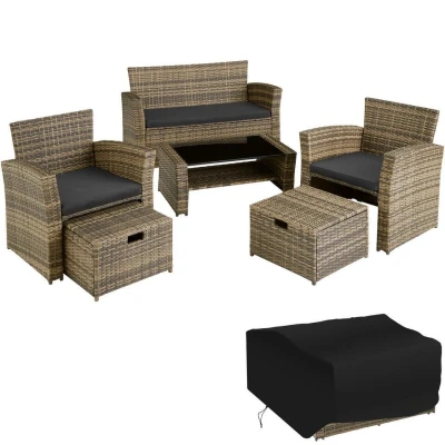 Afbeelding van tectake zitgroep Modena wicker Tuinset natuurkleur