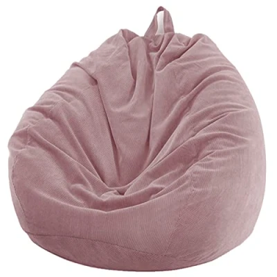 Afbeelding van Chickwin Peer Zitzak, Corduroy Peren Fauteuil zonder Vulling voor Buiten en Binnen Ontspanning, Loungestoel, Slaapkamer Kussen (Roze, 70x80cm)