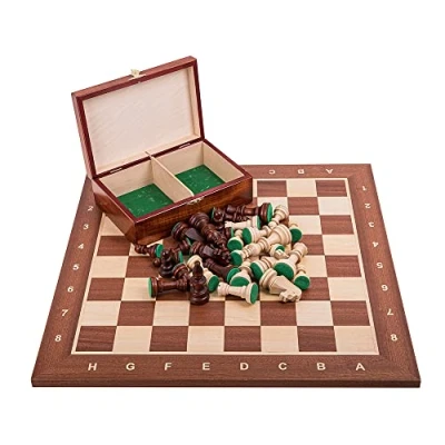 Afbeelding van SQUARE Pro Schaak Set nr. 6 MAHONIE Schaakfiguren en Schaakbord van hout