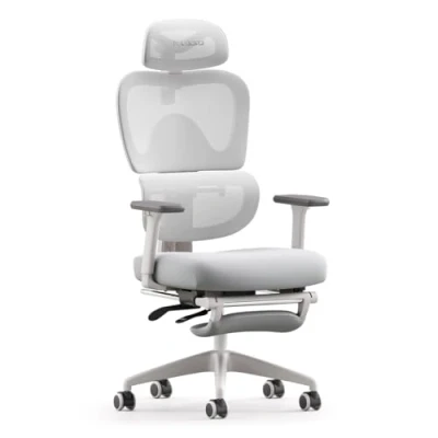 Afbeelding van MUSSO E600SE Ergonomische bureaustoel, 3 traps verstelbare lumbale 3D armleuning en hoofdsteun, met voetsteun, ontworpen voor vrouwen tieners wervelkolombescherming, corrigerende