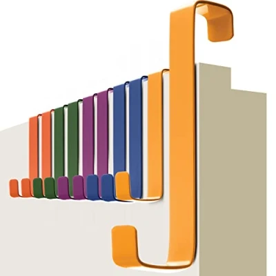 Afbeelding van 4smile Deurhaken om op te hangen, 10 stuks kleurrijke kledinghaken, deur met vilten pads, haken, deur, 2 zijdig bruikbaar, deurgarderobe voor kinderkamer, kamer , kastdeuren, laden