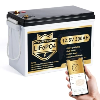 Afbeelding van PUPVWMHB 12 V 300 Ah MINI LifePO4 lithium batterij, Bluetooth 200 A BMS, tot 15000 cycli, max. 3840 Wh energie met Low Temp Cut Off, perfect voor RV, zonne energie, trolling motor