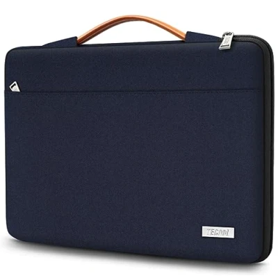 Afbeelding van TECOOL Laptop Hoes Sleeve Draagtas voor MacBook Air/Pro 13,3 Inch, 13,5 Surface 2/3, Huawei MateBook D 14, ASUS Zenbook/Vivobook 14 Cover met Intrekbare Handgreep, Donkerblauw