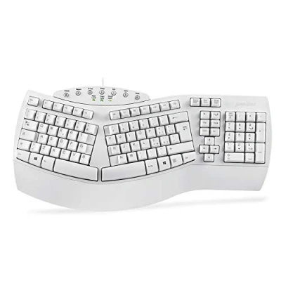 Afbeelding van Perixx PERIBOARD 512 Ergonomisch split toetsenbord, USB, gedeeld ontwerp, met 7 multimediatoetsen en geïntegreerde handsteun, Italiaans QWERTY, wit