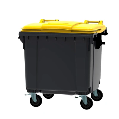Afbeelding van Container 1100 liter vlak deksel grijs/geel