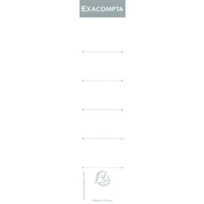 Afbeelding van Exacompta ref. 5358E Set van 10 zelfklevende etiketten voor ordners met hefboom 55 mm rug Etiketformaat : breedte 4,5 x dikte 0,4 hoogte 24,3 cm Kleur wit