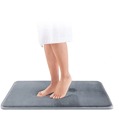 Afbeelding van Wolke sieben Badmat van traagschuim, antislip, absorberend en superzacht, machinewasbaar (43 x 61 cm, grijs)