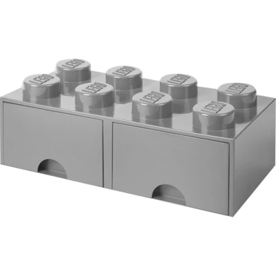 Afbeelding van Lego Opbergbox met 2 Lades Brick 8 Polypropyleen Grijs