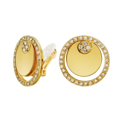 Afbeelding van Traveller Clip Oorbellen Oorclips Dames Goudkleurig Preciosa Kristallen Verguld Cirkels 20 mm 157677