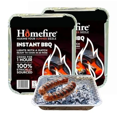 Afbeelding van Wegwerp Draagbare BBQ Grill Tray Pack van 2 Instant Light Charcoal Barbecues met Topline Card voor Tuin BBQ&#039;s, Camping BBQ, Vissen of Picknick Set