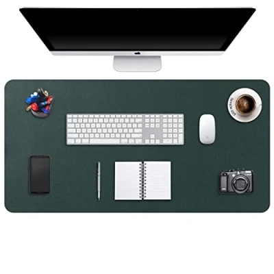 Afbeelding van DOBAOJIA Muismat Grote Mousepad XXL, Bureaulegger Bureaumat, Bureau Vloeipapier Schrijfblok, Laptop Bureaumat voor kantoor/thuis, PU leer waterdicht + suède antislip 90 x 43 cm (Donkergroen)