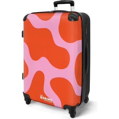 Afbeelding van NoBoringSuitcases.com® Koffer groot Rolkoffer lichtgewicht Roze met rode vlekken Reiskoffer 4 wielen Grote trolley XL 20 kg bagage