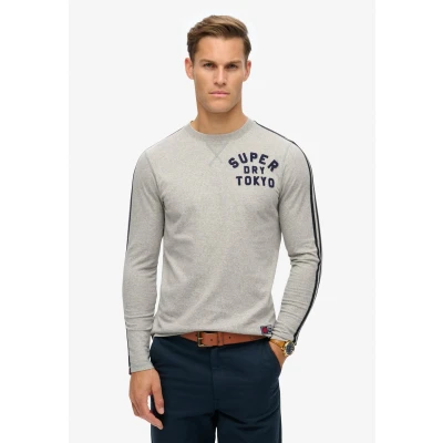 Afbeelding van Superdry Mannen Vintage Athletic Gestreepte top met Lange Mouwen Grijs Grootte: S