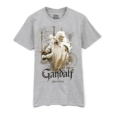 Afbeelding van The Lord Of Rings Mens T Shirt Adults Womens Gandalf Wizard Sword Character Grey Top Movie Merchandise Middelgroot
