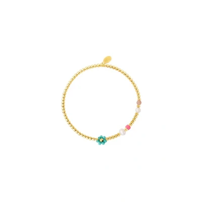 Afbeelding van Bracelet en acier inoxydable fleur Vert