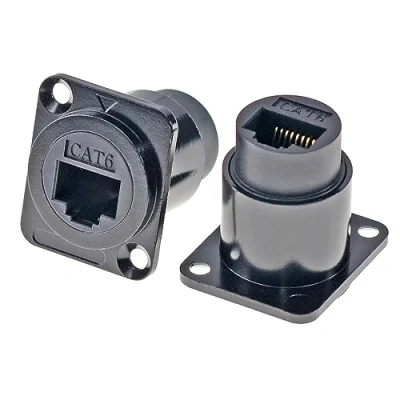 Afbeelding van HangTon 5pack RJ45 Waterdichte Koppeling Connector Panel Socket Schot Feed Through, Cat6 Ethernet netwerk, D Type Inline Kabel Vrouwelijke naar Extension