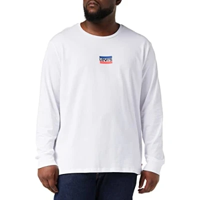 Afbeelding van Levi&#039;s Long Sleeve Standard Graphic Tee T shirt Mannen, Mini Sportswear Ls Srt White+, S