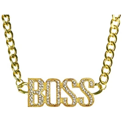 Afbeelding van gouden ketting BOSS Rapper Goud Gangsterketting rijke look perfect om mee te pronken op carnaval &amp; themafeest