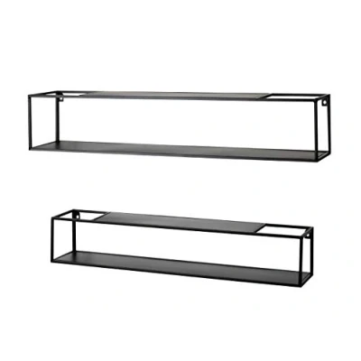 Afbeelding van HAKU Möbel Set van 2 wandplanken, metaal, zwart, B 85 x D 17 H cm/B 75 14 cm