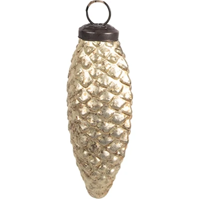 Afbeelding van Clayre &amp; Eef Kerstbal 5x4x10 cm Goudkleurig Glas Kerstboomversiering
