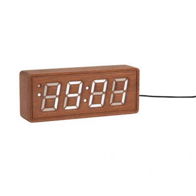 Afbeelding van Karlsson Wekker Solid Wood Engraved Donker hout