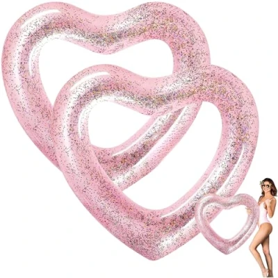 Afbeelding van X2 Opblaasbare zwemring met hart of hart, 120 cm. Opblaasbaar en robuust ontwerp biedt plezier voor volwassenen op het strand in zwembad. Geniet van de zomer dit grote