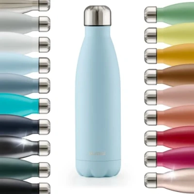Afbeelding van Blumtal Thermosfles Met dubbele wand Thermosbeker Koffie, Thee en Koele dranken Travel Mug 1000ml Lichtblauw