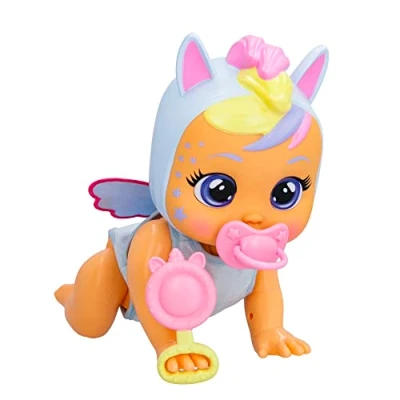 Afbeelding van Cry Babies Crawling Jenna, interactieve pop echte kat, reproduceert realistische babygeluiden, huilt tranen als hij de fopspeen verliest, speelgoed voor meisjes en kinderen vanaf