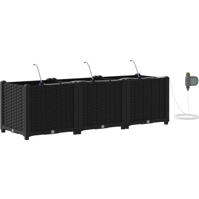 Afbeelding van vidaXL Tuinplantenbak Zwart Kunststof 120 x 40 37,5 cm Planten