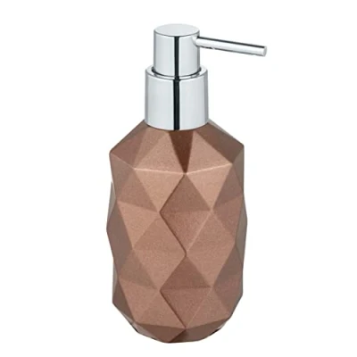 Afbeelding van WENKO Zeepdispenser Lanciano, navulbare pompdispenser voor max. 200 ml vloeibare zeep of afwasmiddel in een bijzonder, gestructureerd design van hoogwaardig kunsthars, Ø 7,2 x 15 cm, brons