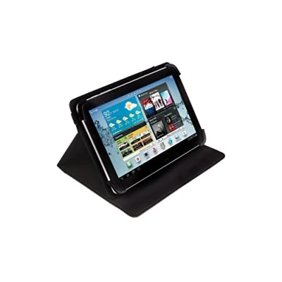 Afbeelding van Silver HT Universele hoes voor 9 tot 10,1 inch tablets, zwarte behuizing met steunfunctie.