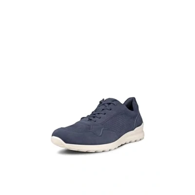 Afbeelding van ECCO leren heren sneakers donkerblauw Maat 43 Uitneembare zool