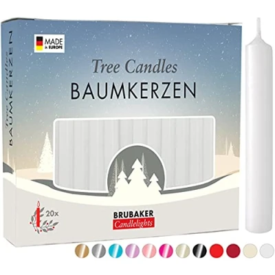 Afbeelding van BRUBAKER 100 Pakje Boomkaarsen Was Kerstmis Kaarsen Piramide Kerstboom Wit