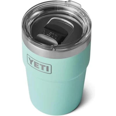 Afbeelding van YETI Rambler Cup, Vacuum Insulated Stainless Steel Stackable Cup with Magslider Lid, Seafoam, 16 oz (475 ml)