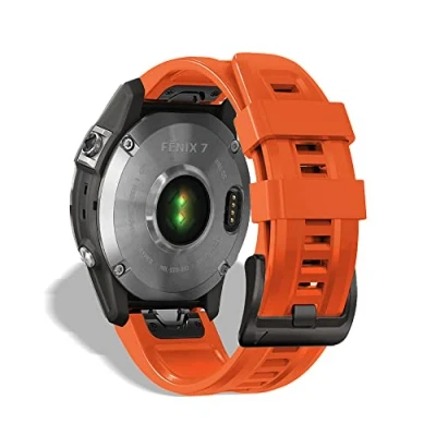 Afbeelding van KeeFos 22 mm QuickFit armband compatibel met Garmin Fenix 7/Fenix 6/Fenix 6 Pro/Fenix 5/Fenix 5 Plus, siliconen reservearmband heren dames voor Forerunner 935/945/Epix Gen 2 (oranje)