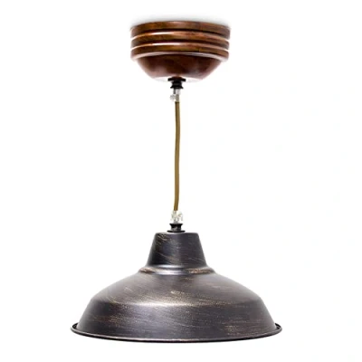 Afbeelding van relaxdays Industriële lamp Pendellamp metaal + messing uiterlijk Plafondlamp Hanglamp