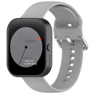 Afbeelding van GIOPUEY Horlogebandje, compatibel met de CMF BY NOTHING Watch Pro, zachte siliconen horlogeband, slijtvast, ademend, vervangingsbandje, grijs