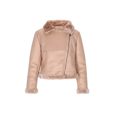 Afbeelding van Dreimaster Imitatieleren jas, Dames, Maat: 38, Beige